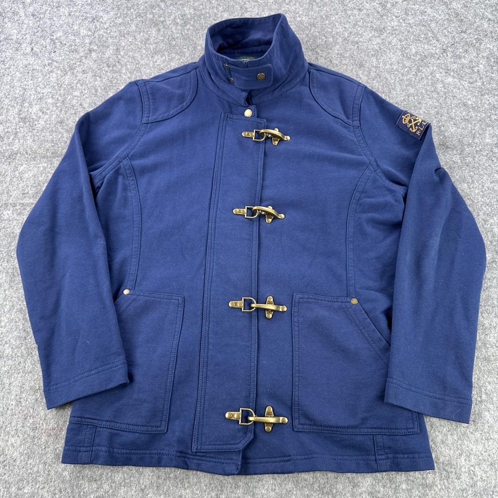 Polo Ralph Lauren Jacket Womens XL Navy Blue Cotton Toggle Duffle Nautical RLL